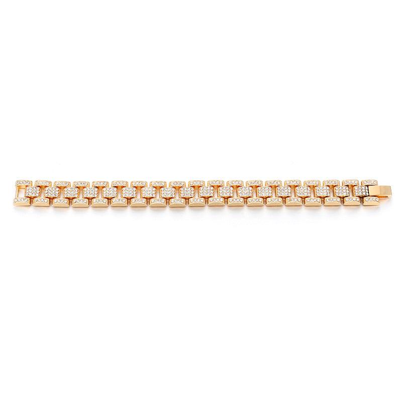 Diamond-Studded Cuban Chain Watch Band: European & American Hip Hop Style - Afarly