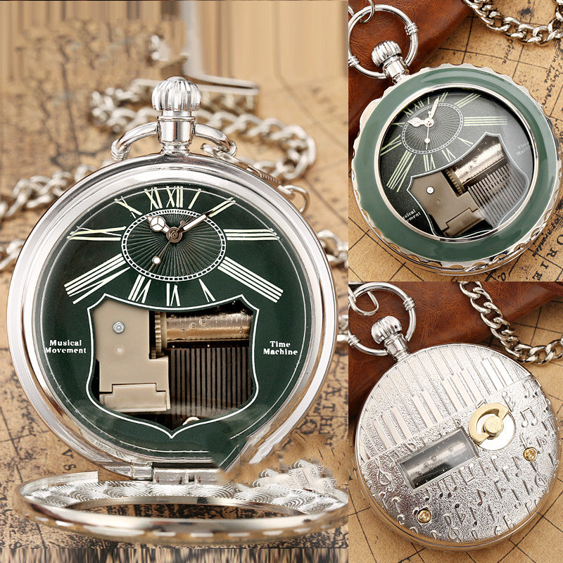 Eight Music Box Hollow Necklace Watch 