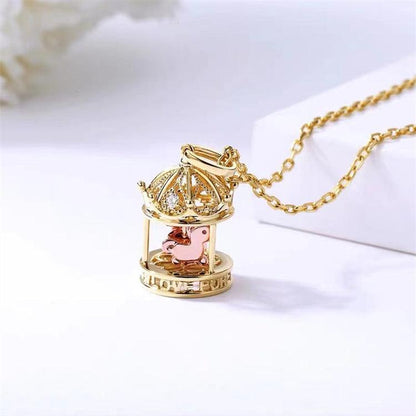 Golden Carousel Fantasy Pendant- Collar's Perfect Companion - Afarly