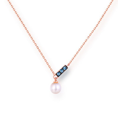 14K Rose Gold Korean Pearl Necklace Pendant For Women.