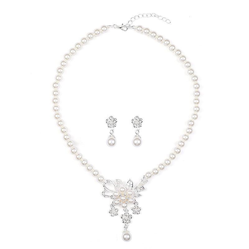 Pearl Flower Necklace Earring Set For Ladies. - Afarly