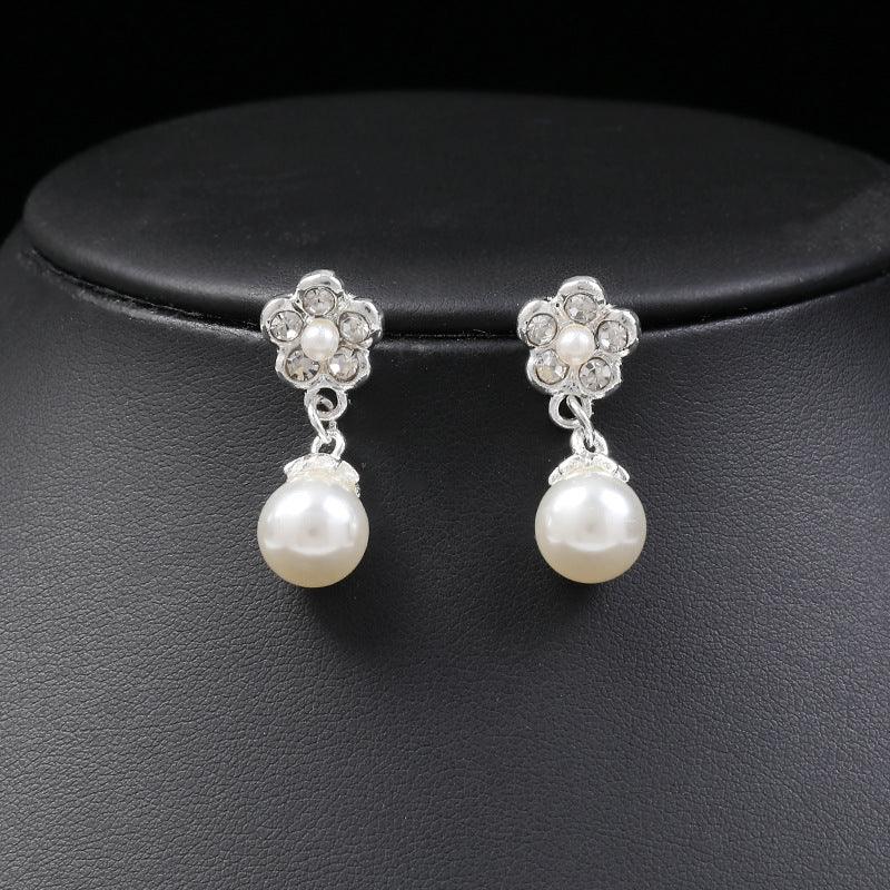 Pearl Flower Necklace Earring Set For Ladies. - Afarly