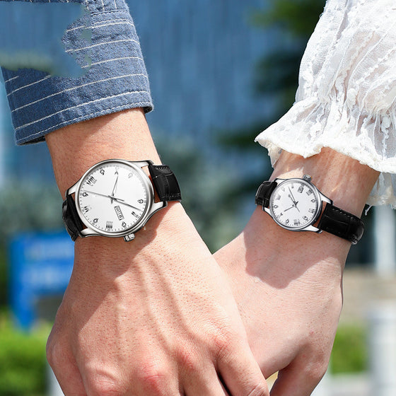 Men's And Women's Fashion Casual Diamond-set Waterproof Mechanical Watch.
