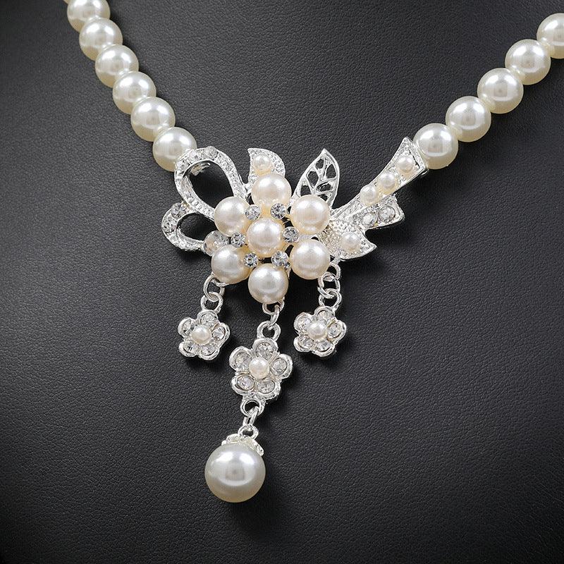 Pearl Flower Necklace Earring Set For Ladies. - Afarly