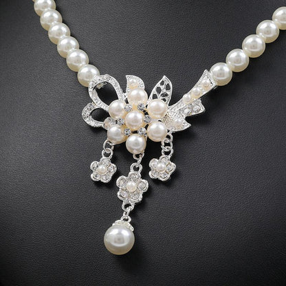 Pearl Flower Necklace Earring Set For Ladies. - Afarly