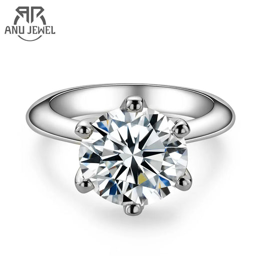 "AnuJewel D Color Moissanite Engagement Rings: 1ct to 5ct in 925 Sterling Silver, Gold Plated. Wholesale Solitaires for Women."